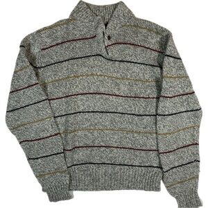 Northwest Territory Vintage Knit Sweater Grey Multicolor Stripes sz Large